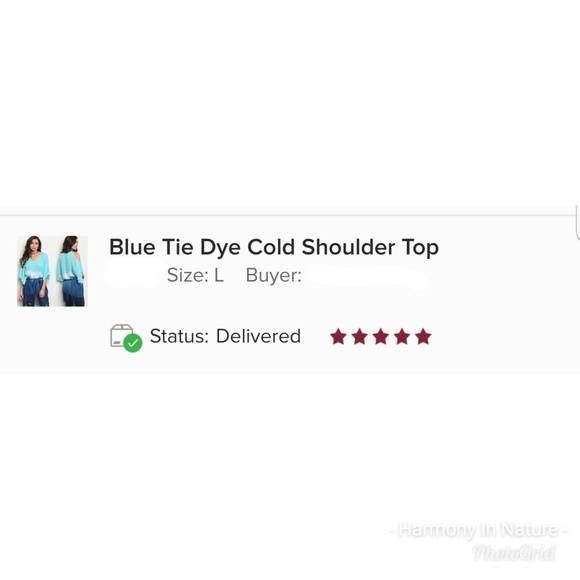 Last 💙 Blue Tie Dye Cold Shoulder Top - Picture 8 of 8